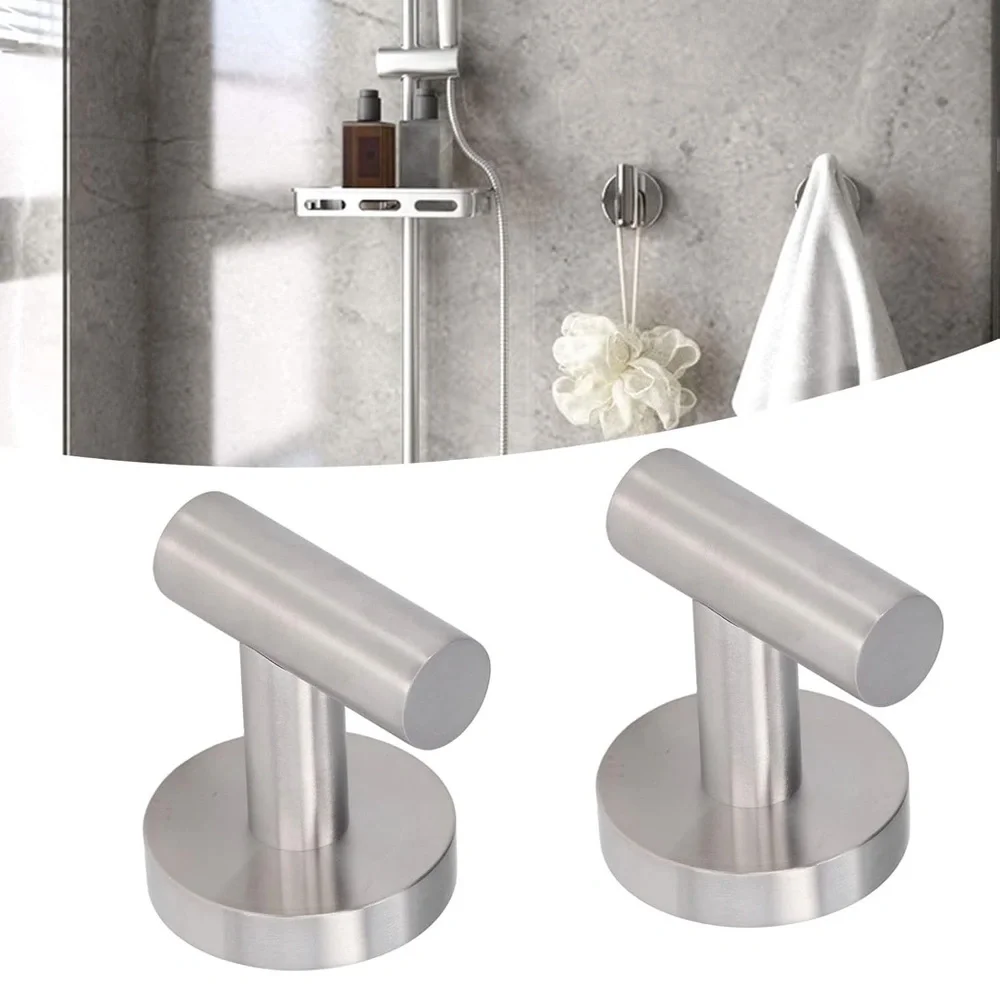 Brushed Stainless Steel Towel Hooks | Set of 4